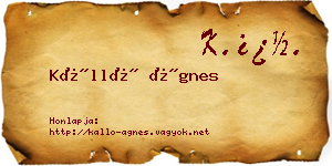 Kálló Ágnes névjegykártya